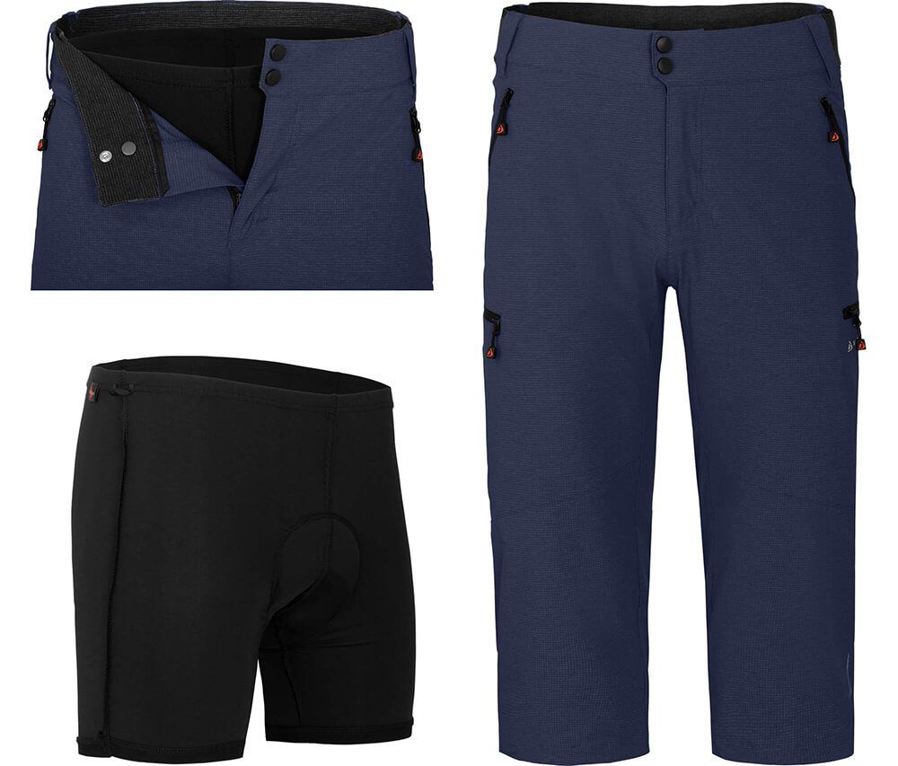 Fahrradhose PORVOO Capri (mit gepolsterter Innenhose) Herren 3/4 Radhose, robust, elastisch, Normalgrößen, peacoat blau