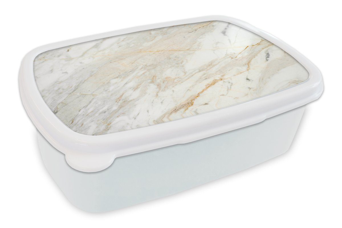 MuchoWow Lunchbox Schwarzer und weißer Marmor Foto, Kunststoff, (2-tlg), Brotbox für Kinder und Erwachsene, Brotdose, für Jungs und Mädchen | Lunchboxen