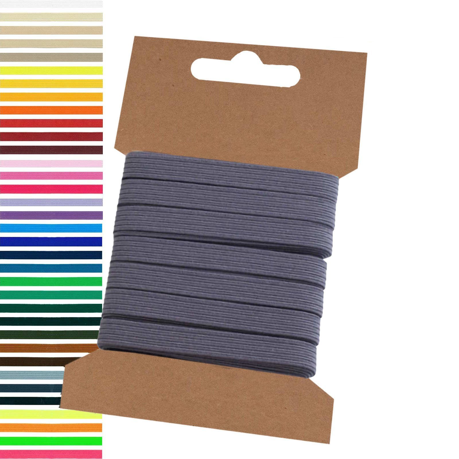 maDDma Webband 5m Gummiband 6,6mm Gummilitze Wäschegummi elastisches Band Wäscheband, grau
