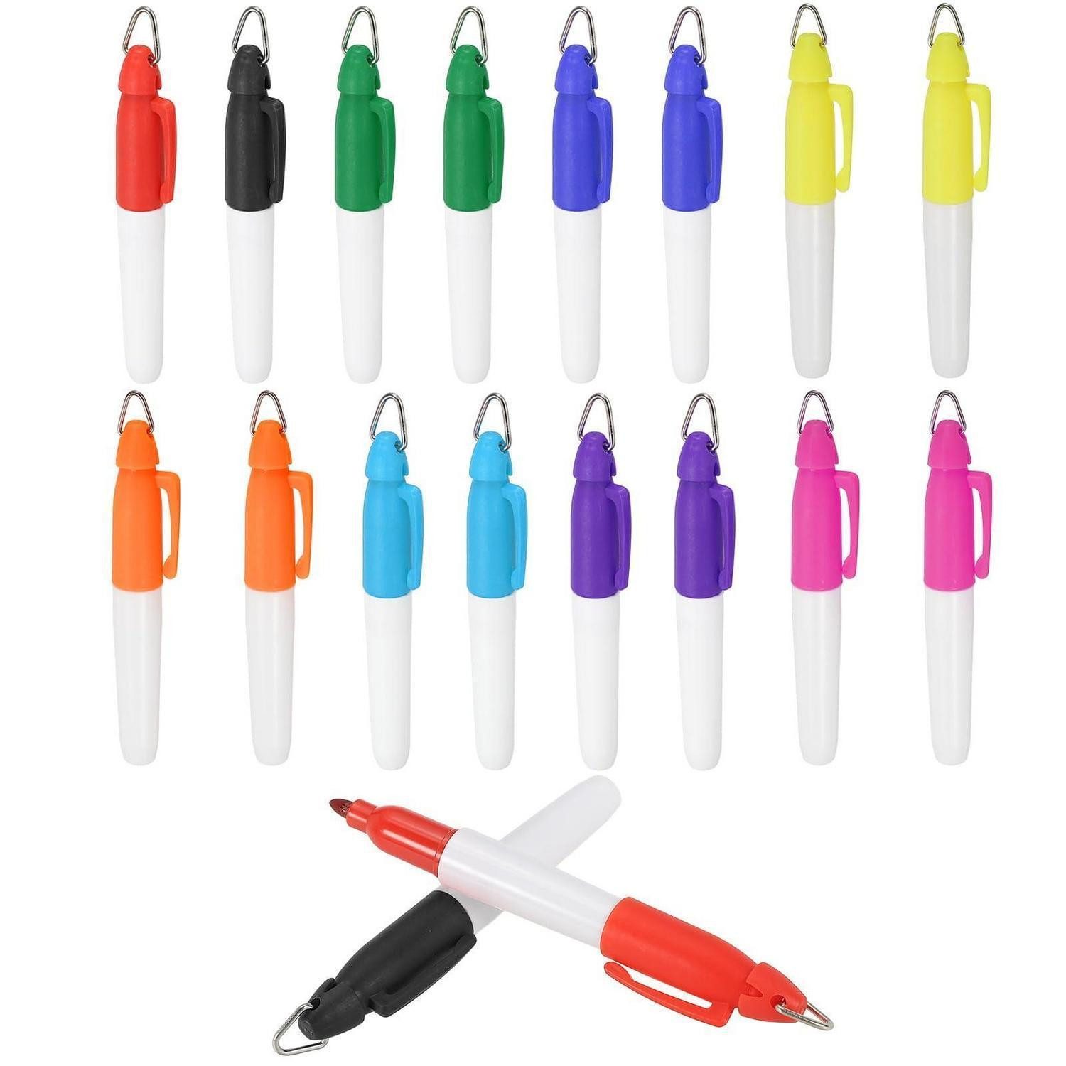 LuxusKollektion Permanentmarker Mini Marker Set mit Clip, 18 Stück, Bunt