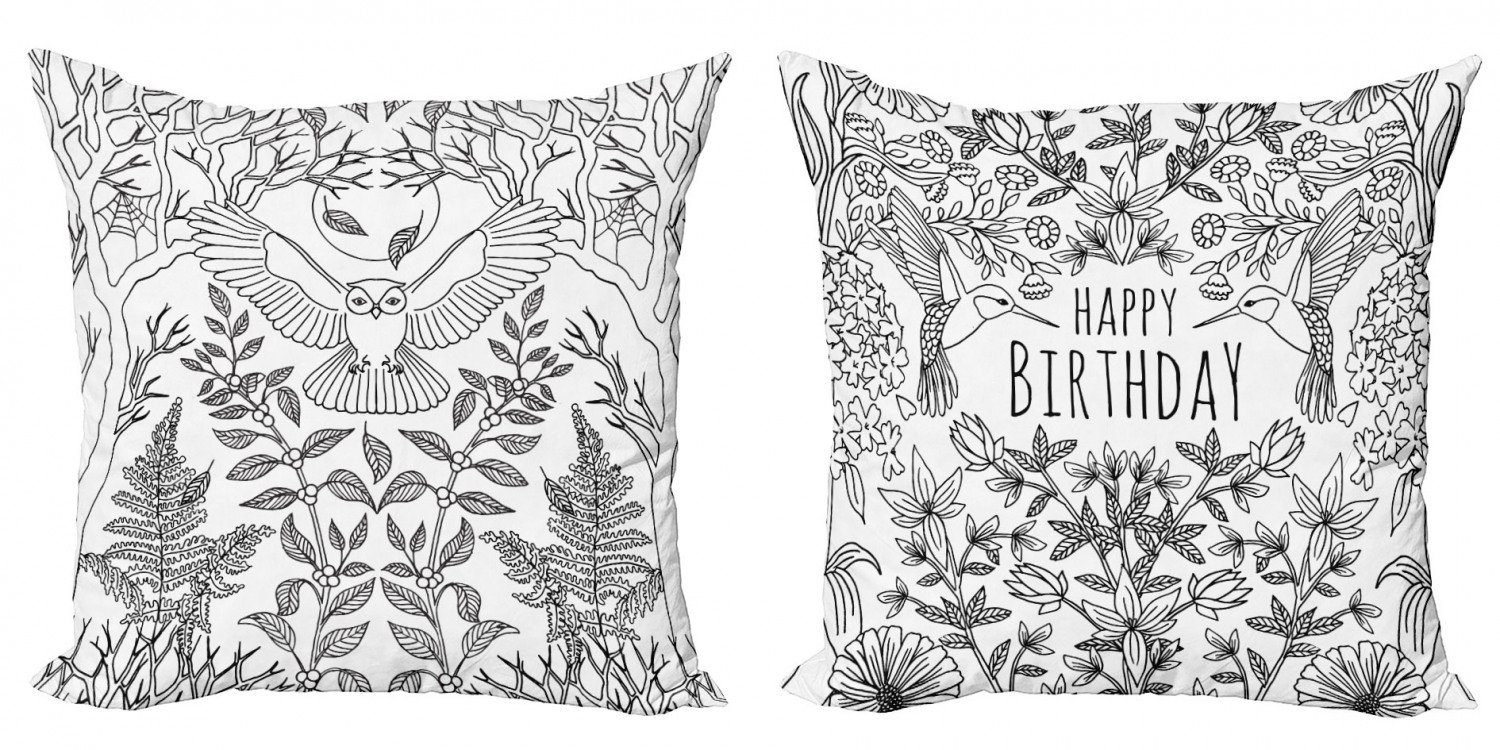 zum Modern Digitaldruck, Alles Stück), Doppelseitiger Blumen Kissenbezüge Gute Vögel Accent Geburtstag Kräuter (2 Abakuhaus