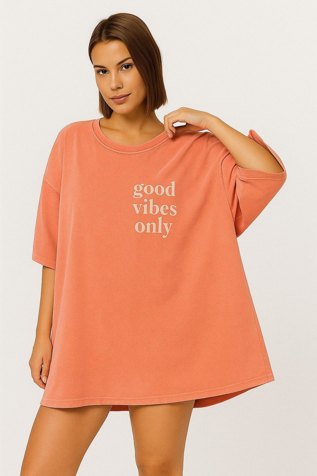 Worldclassca Longshirt Worldclassca Oversized VIBES Print T-Shirt lang Tee günstig online kaufen