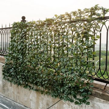 Kunstpflanze Efeu, COSTWAY, Höhe 150 cm, Pflanzenwand, Sichtschutz, L: 240cm
