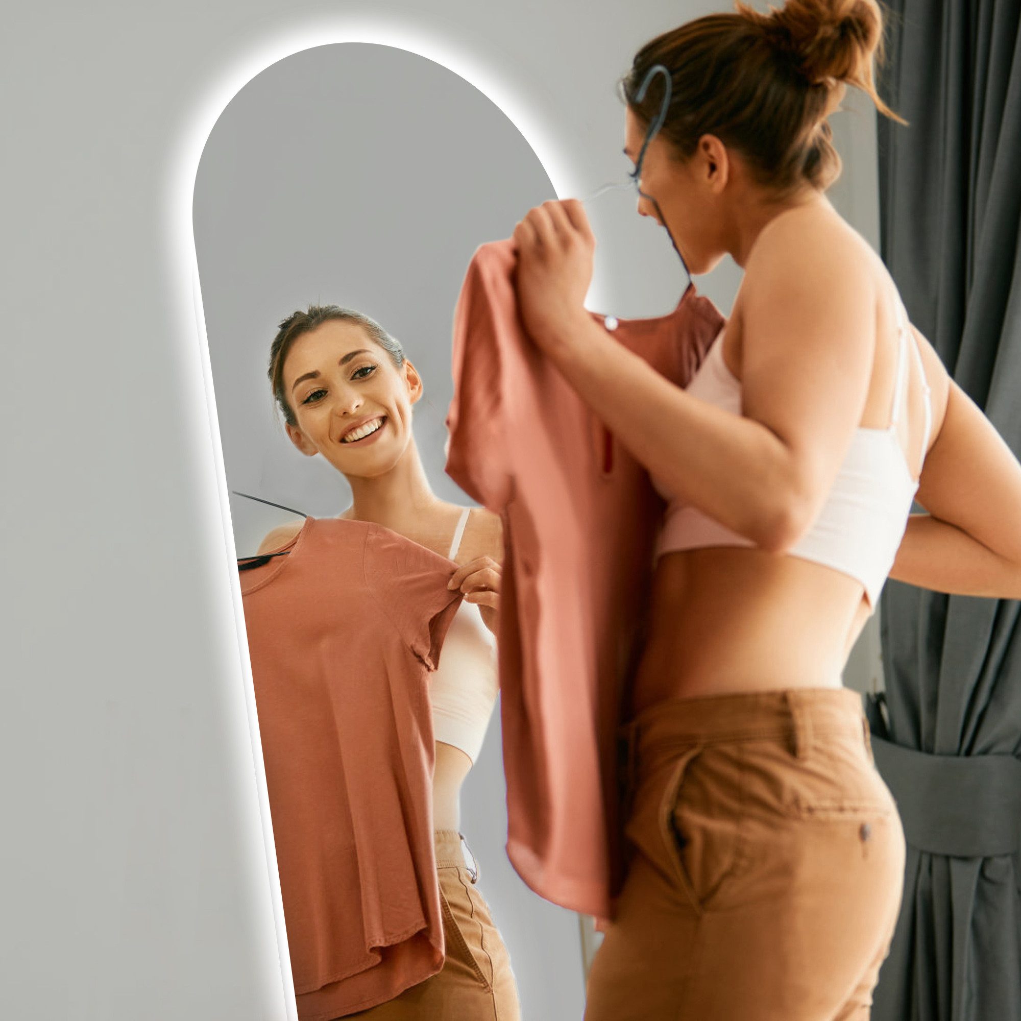 WDWRITTI Ganzkörperspiegel mit beleuchtung 165x60cm 3Lichtfarben Dimmbar Speicherfunktion (Wandspiegel Groß, 3000-6500K), für Flur Wohnzimmer Schlafzimmer Hotel