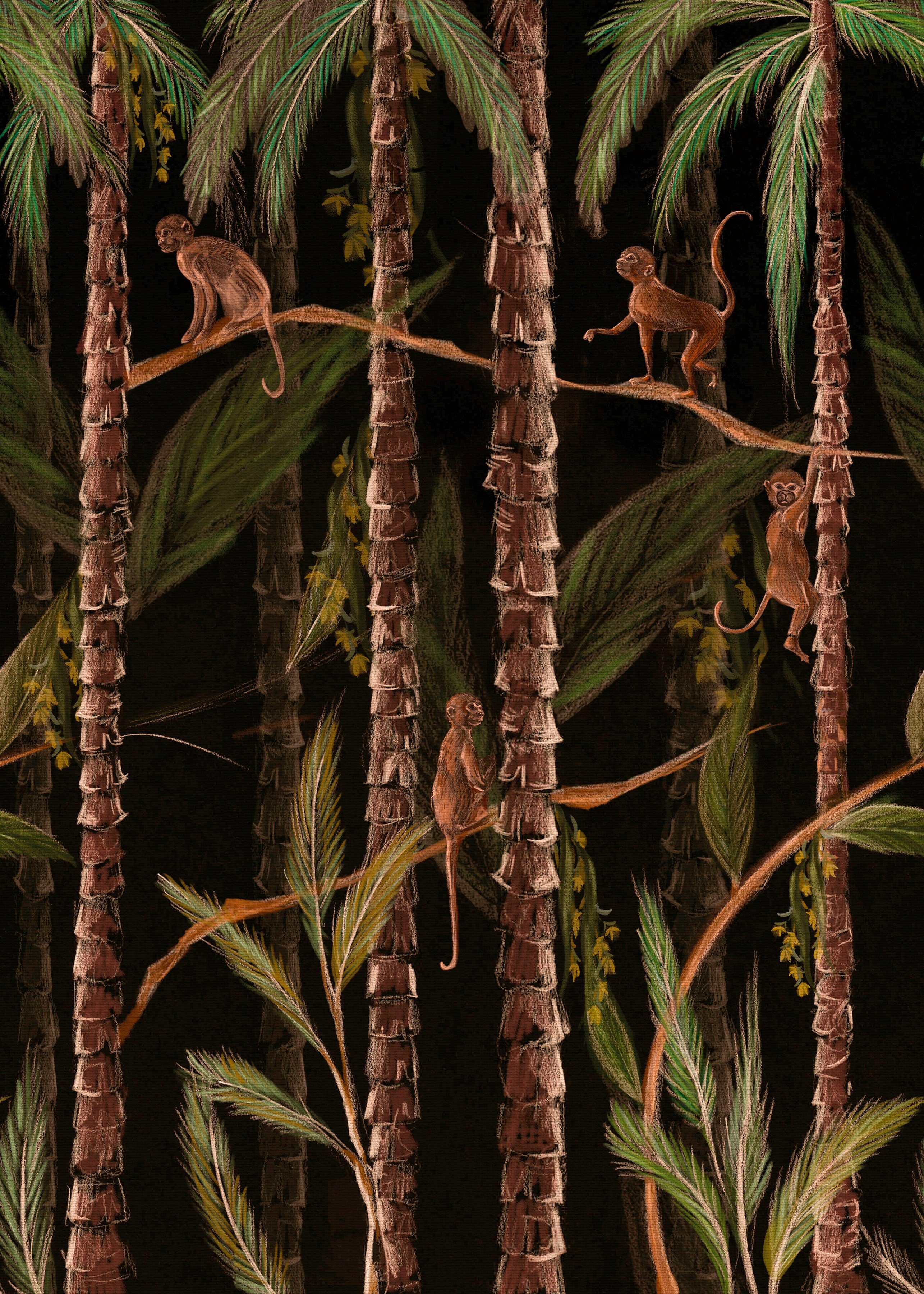 Art for the home Fototapete Monkey Jungle, glatt, animal print, Dschungel Affen 280x200 cm