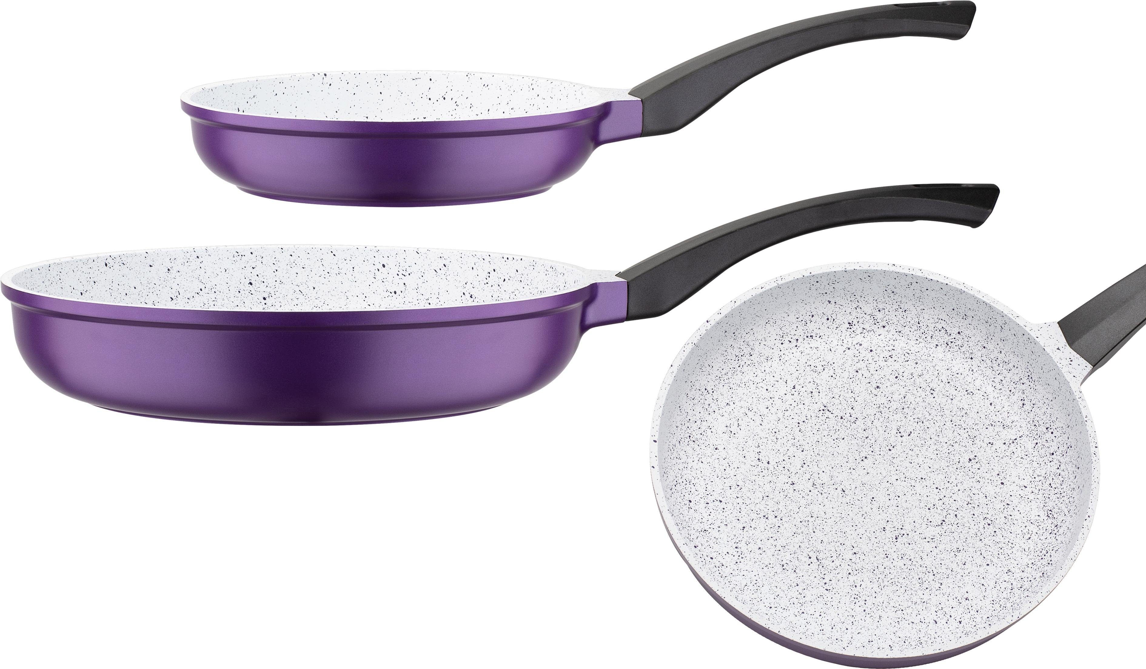 GSW Сковороды-Set Violet Rose, Aluminiumguss (Set, 2-tlg., 1x Bratpfanne Ø 20 cm - 1,0 l, 1x Bratpfanne Ø 28 cm - 2,8 l), Induktion