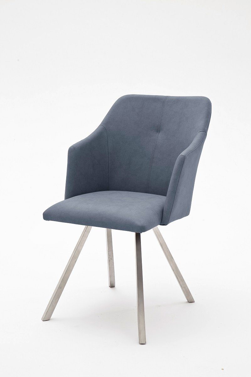 MCA furniture Esszimmerstuhl 2er Set Stuhl Madita 4-Fuß, mit Armlehnen, Kunstleder, graublau (2er-Set)