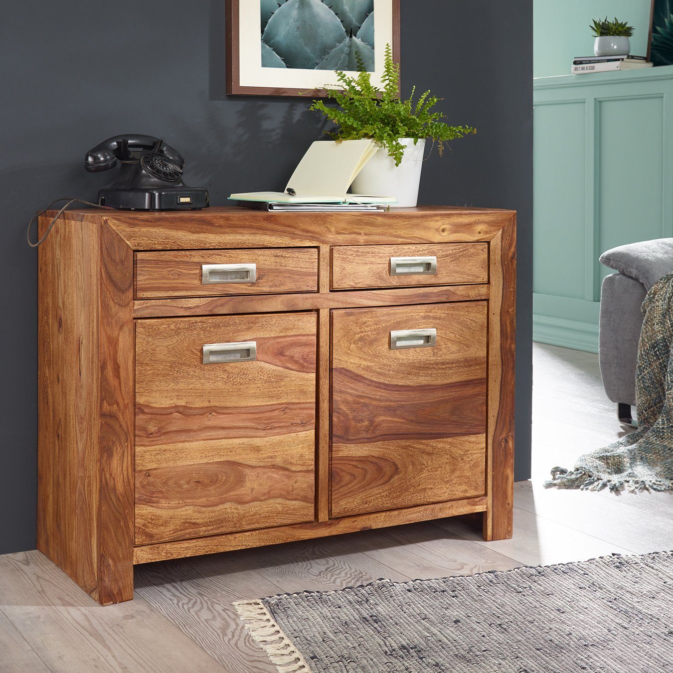 FINEBUY Sideboard FB36224 (Massivholz 90x70x40 cm, günstig online kaufen