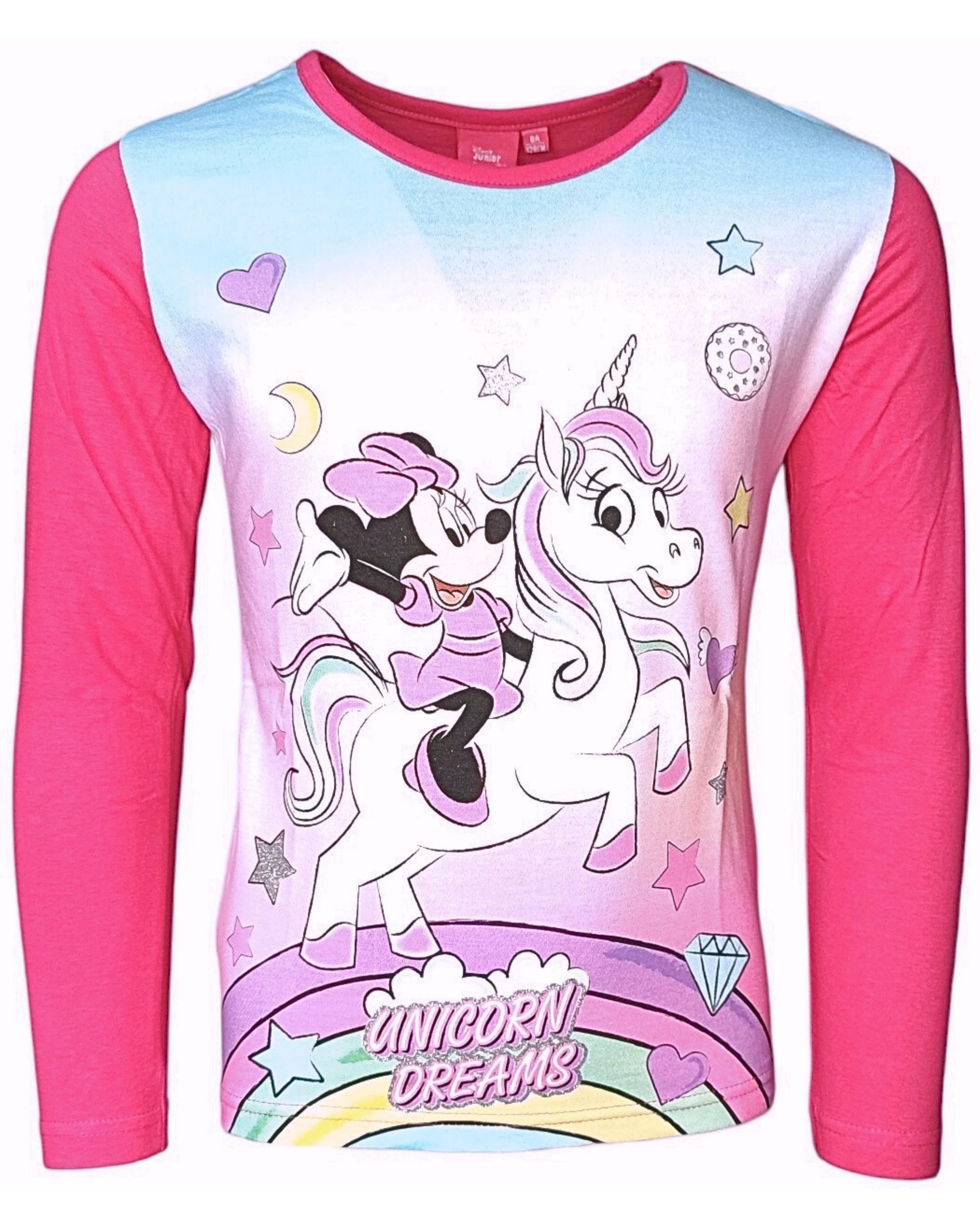 Disney Minnie Mouse Langarmshirt Minnie Maus & Einhorn Mädchen Shirt aus Baumwolle Gr. 92 -128 cm