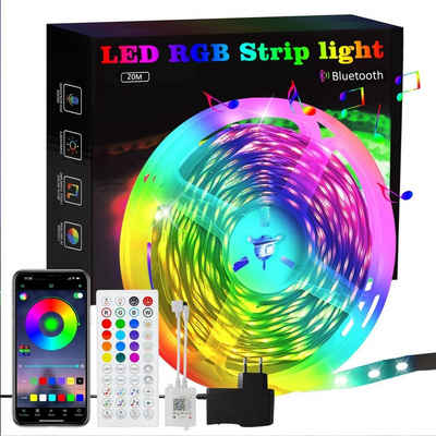 ZMH LED-Streifen RGB einstellbar mit Fernbedienung App LED-Streifen Whonzimmer, 20M, Music Sync mit Ferbedienung RGB Esszimmer Flur