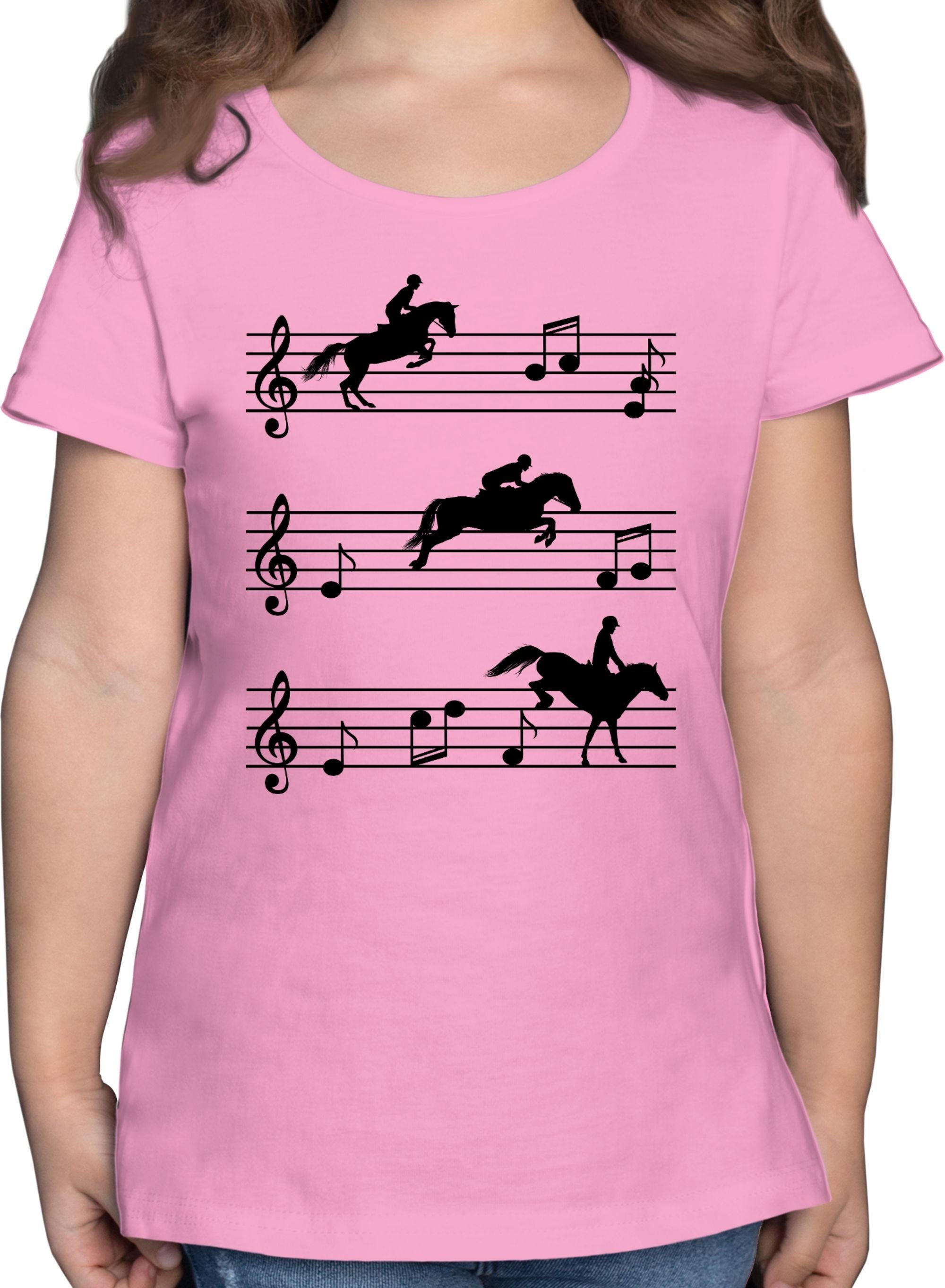 Shirtracer T-Shirt Pferde auf Musiknoten - schwarz Pferd 2 Rosa