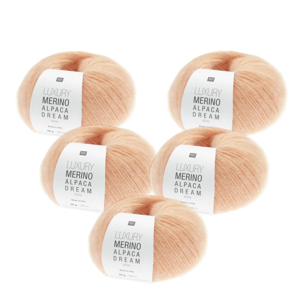 Rico Design 5 x RICO LUXURY MERINO ALPACA DREAM ARAN Häkelwolle
