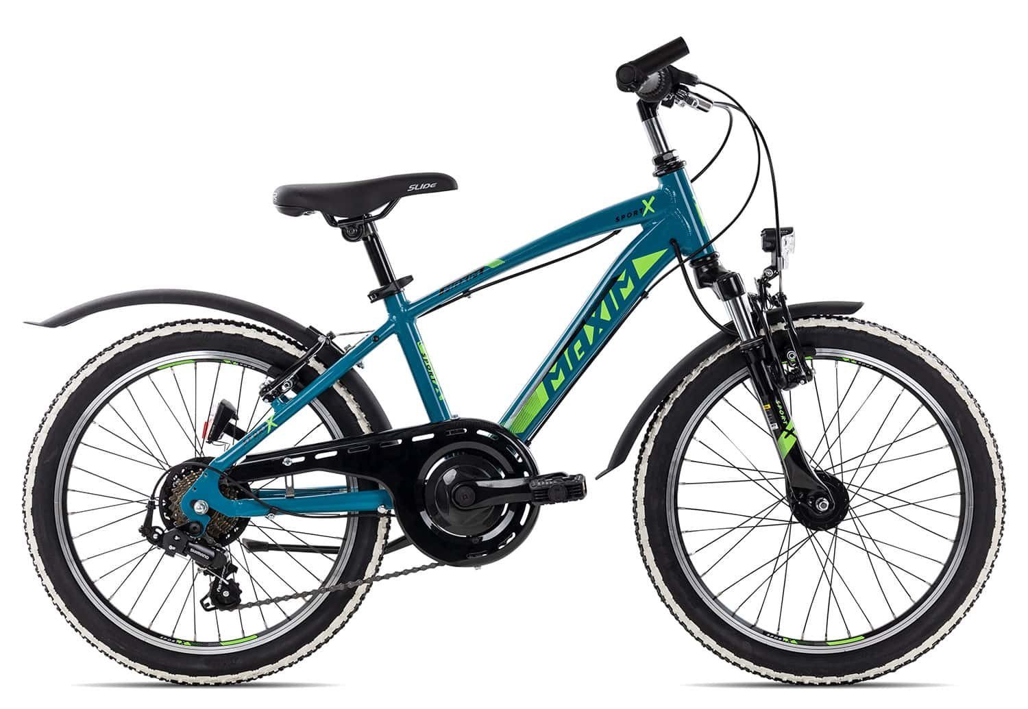 Maxim Kinderfahrrad Sporty 7 20, 7 Gang Shimano RD-FT35 Schaltwerk, Kettenschaltung, Kinderrad 20 Zoll Junge Mädchen blau