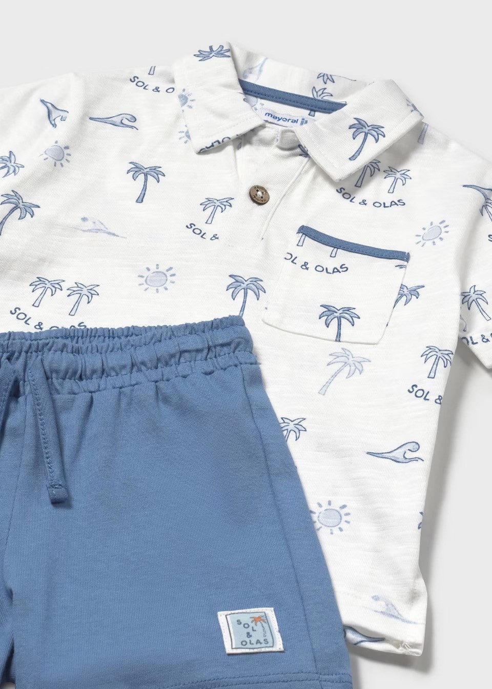 Mayoral Bermudas Set aus Bermudas und Poloshirt mit Motivdruck für Baby (165735)