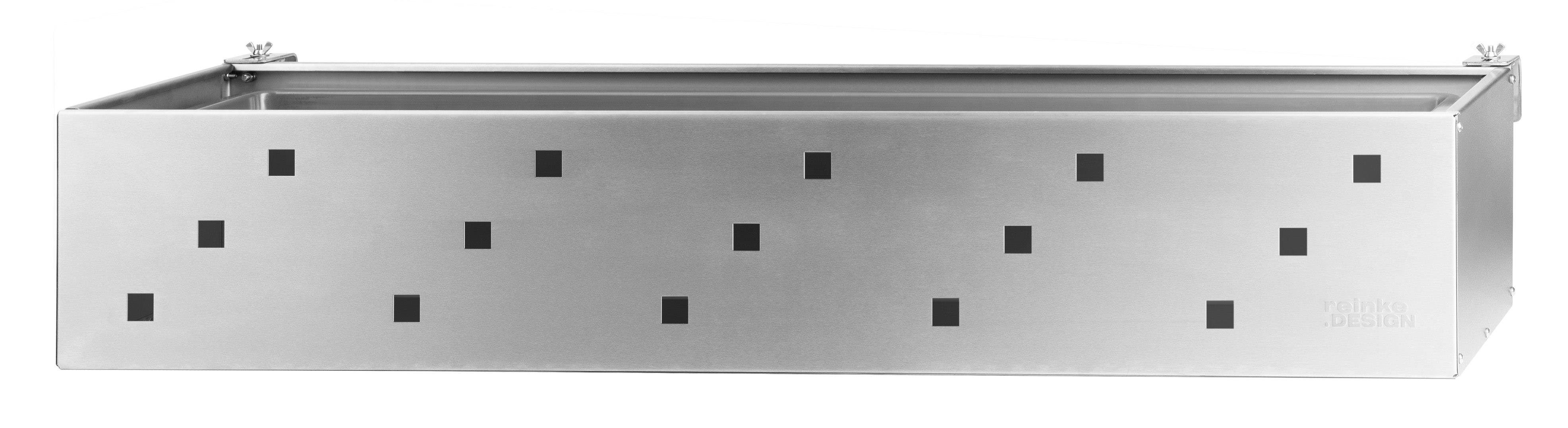 reinkedesign Blumenkasten aus Edelstahl 101,5cm - Balkon & Zaun Befestigung, Zeitloses Design, Balkon, Zaun, Befestigung