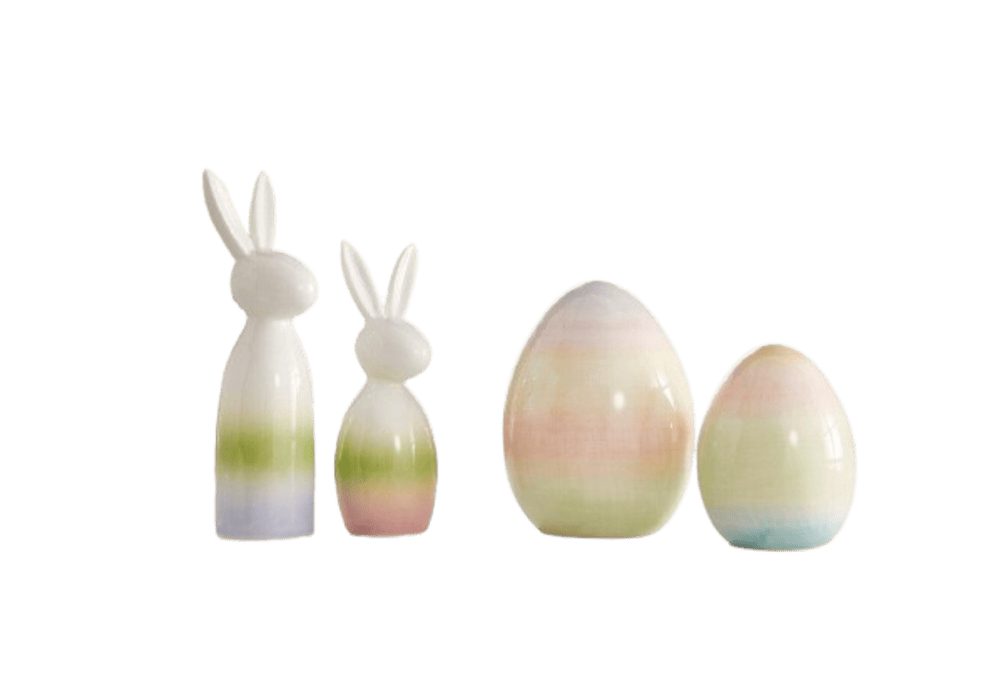 Home-trends24.de Osterhase Osterhase Hase Pastell Osterdeko Osterei Deko Figur Hasen Ei Set