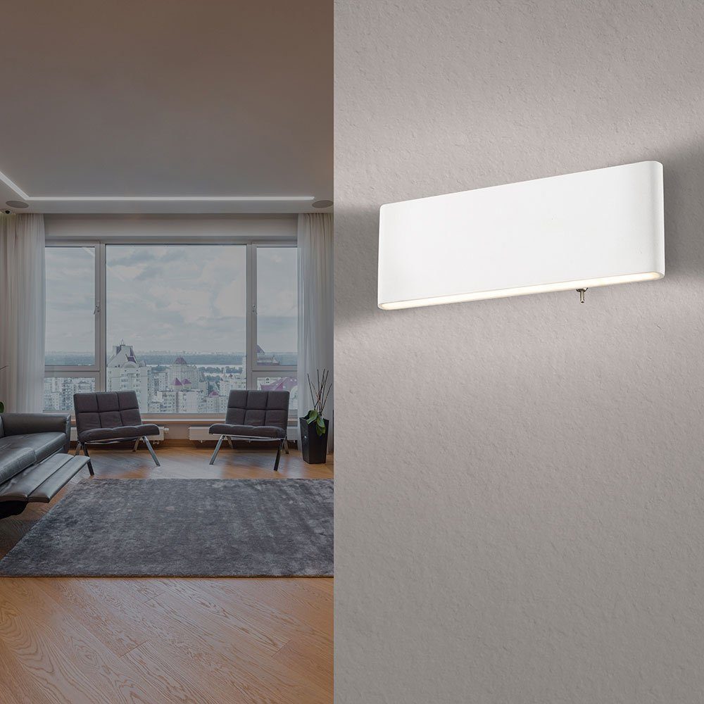 GLOBO LIGHTING LED Wandleuchte, LED-Leuchtmittel fest verbaut, Warmweiß, LED Wand Spot Lampe Leuchte Aluminium Opal Weiß Schalter Schlaf Zimmer