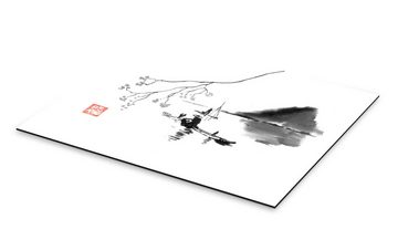 Posterlounge Alu-Dibond-Druck Péchane, Fischer auf dem Fluss, Badezimmer Feng Shui Illustration