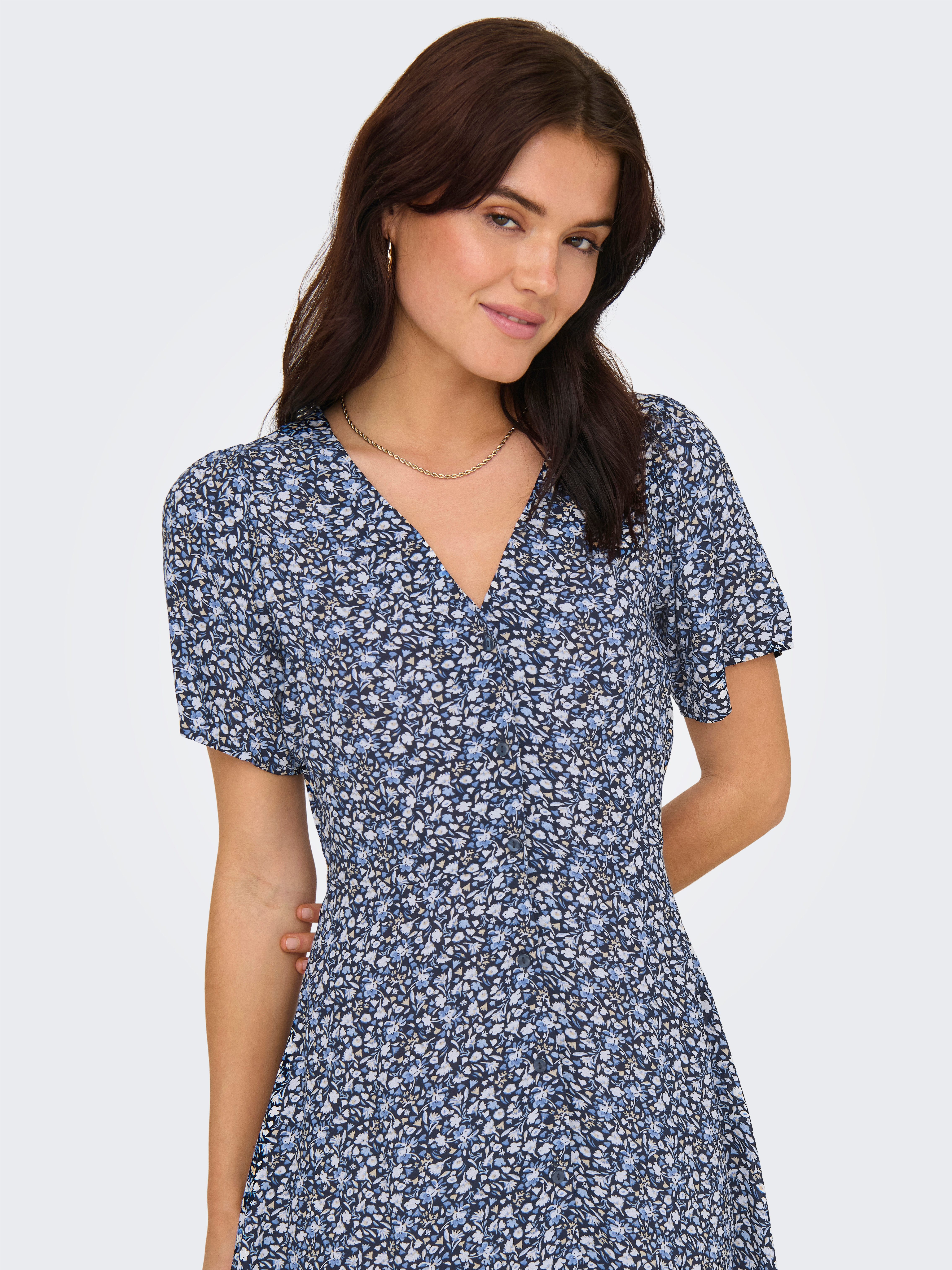 ONLY Minikleid ONLEVIDA S/S SHORT DRESS WVN NOOS Viskose, regular fit, V-Ausschnitt