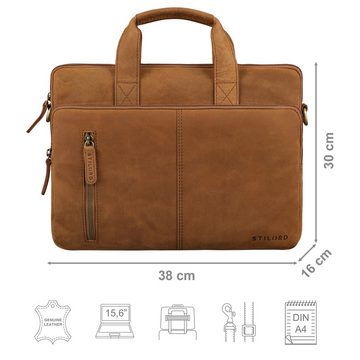 STILORD Laptoptasche "Raihn" Leder Umhängetasche Herren 15.6 Zoll