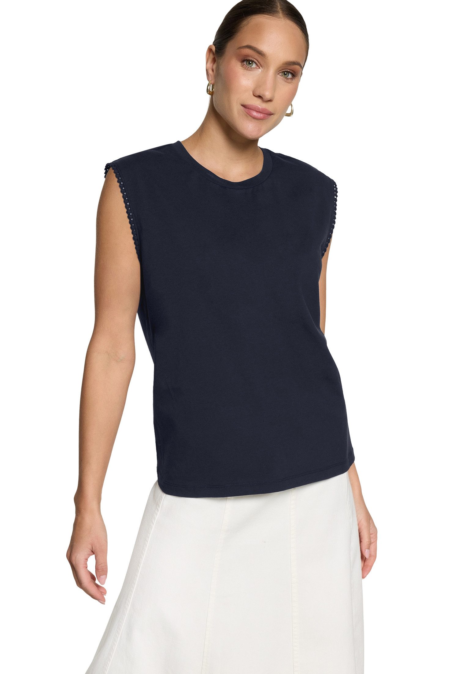Zero T-Shirt Damen mit Schmuckkanten (1-tlg) Bordüre