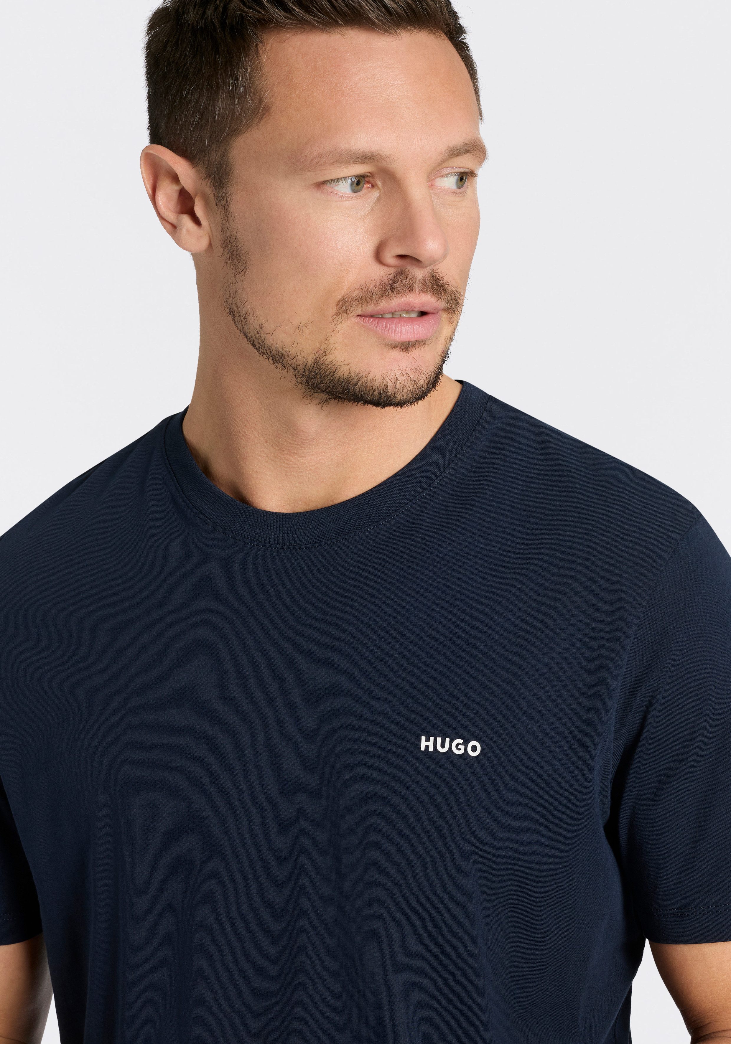 HUGO T-Shirt Dero Rundhalsausschnitt, Regular Fit, Basic Must Have – Bild 5 von 5