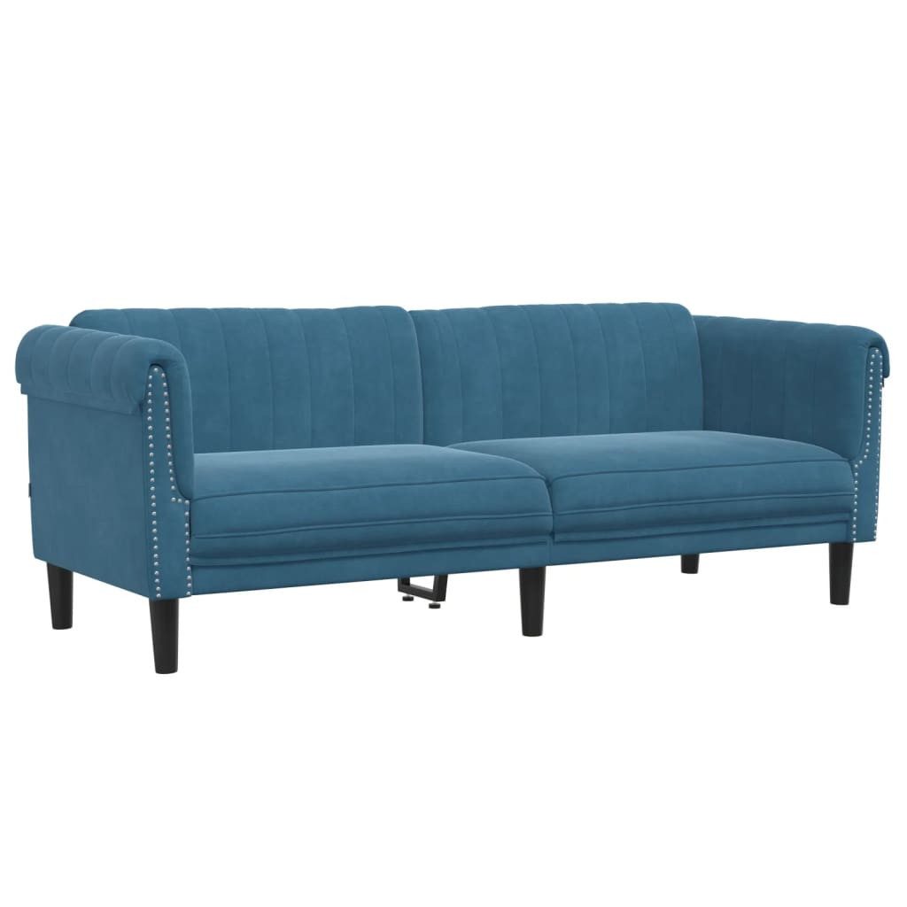 vidaXL Sofa Sofa 3-Sitzer Blau Samt