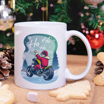 GRAVURZEILE Tasse mit Weihnachtsmotiv - Geschenke für Frauen & Männer zu Weihnachten, Spülmaschinenfest - Mikrowellengeeginet - Cool Santa - Weiß