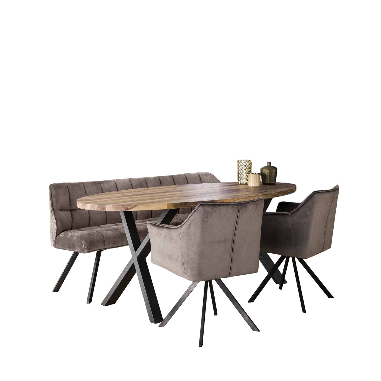 Vintagehaus Polsterbank Set Esstischbank Raster + günstig online kaufen