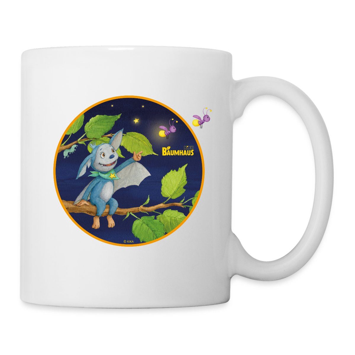 Spreadshirt Tasse KiKA-Baumhaus mit Fidi Sitzt auf Ast Tasse, Keramik