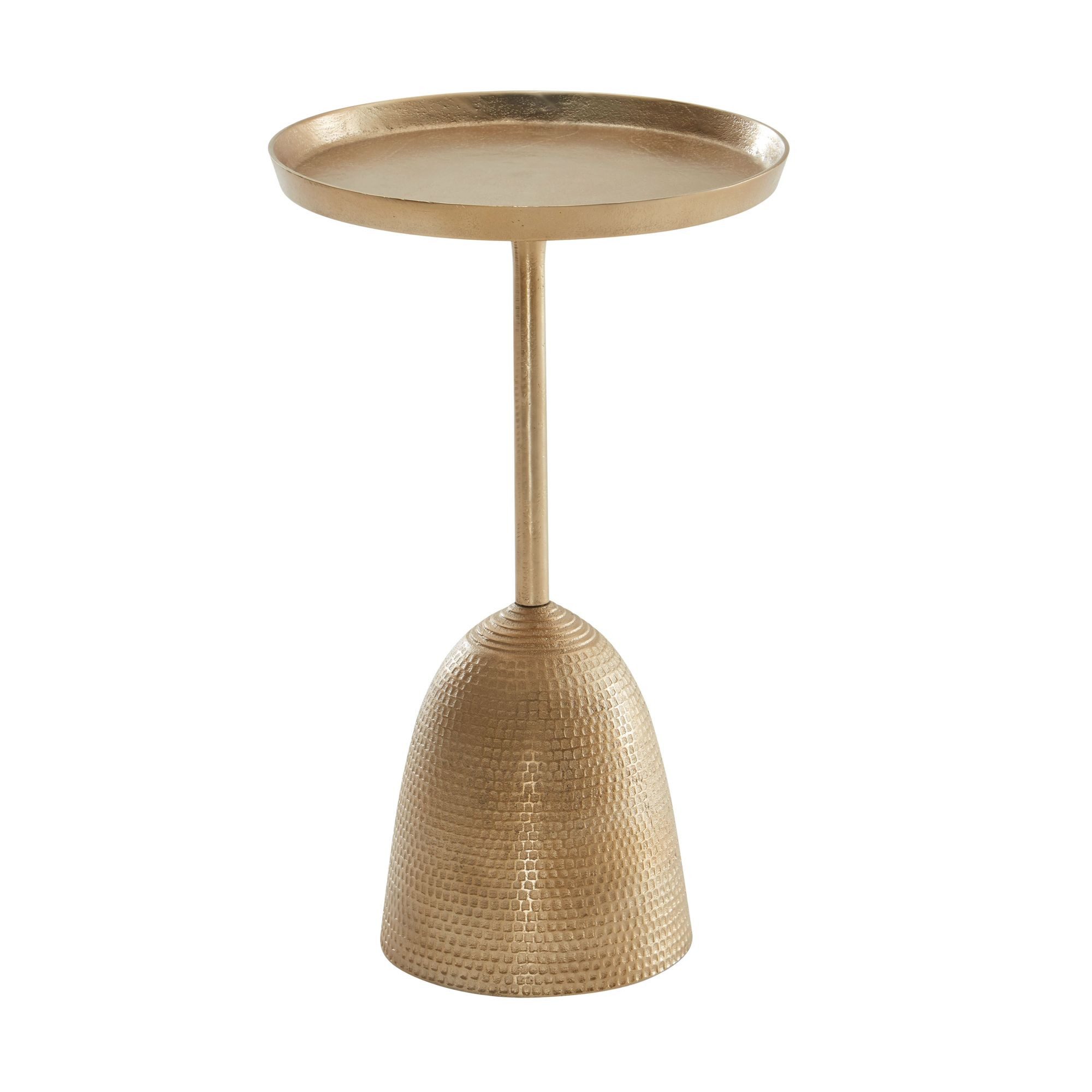 Wohnling Beistelltisch WL6.670 Metall Sofatisch Ø 33 cm Tisch Wohnzimmertisch Rund Gold (33x33x53 cm Gold, Anstelltisch Aluminium Rund), Kleiner Sofatisch Metall, Wohnzimmertisch Hoch