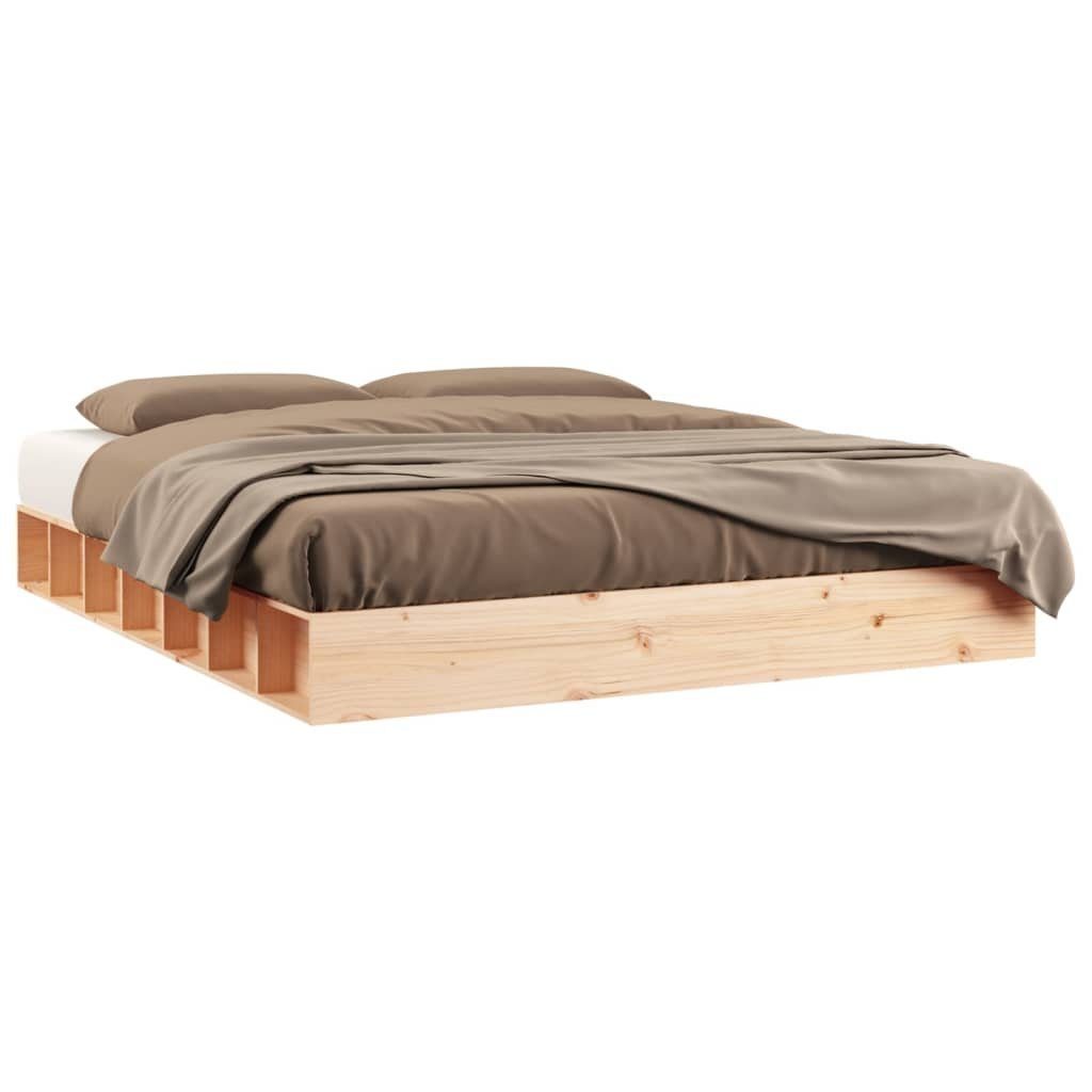 furnicato Bettgestell Massivholz 202,5x138x21 cm in naturbelassenem Kiefernholz (1-tlg), Schlafgestell mit robusten Sperrholzlatten und platzsparendem Design