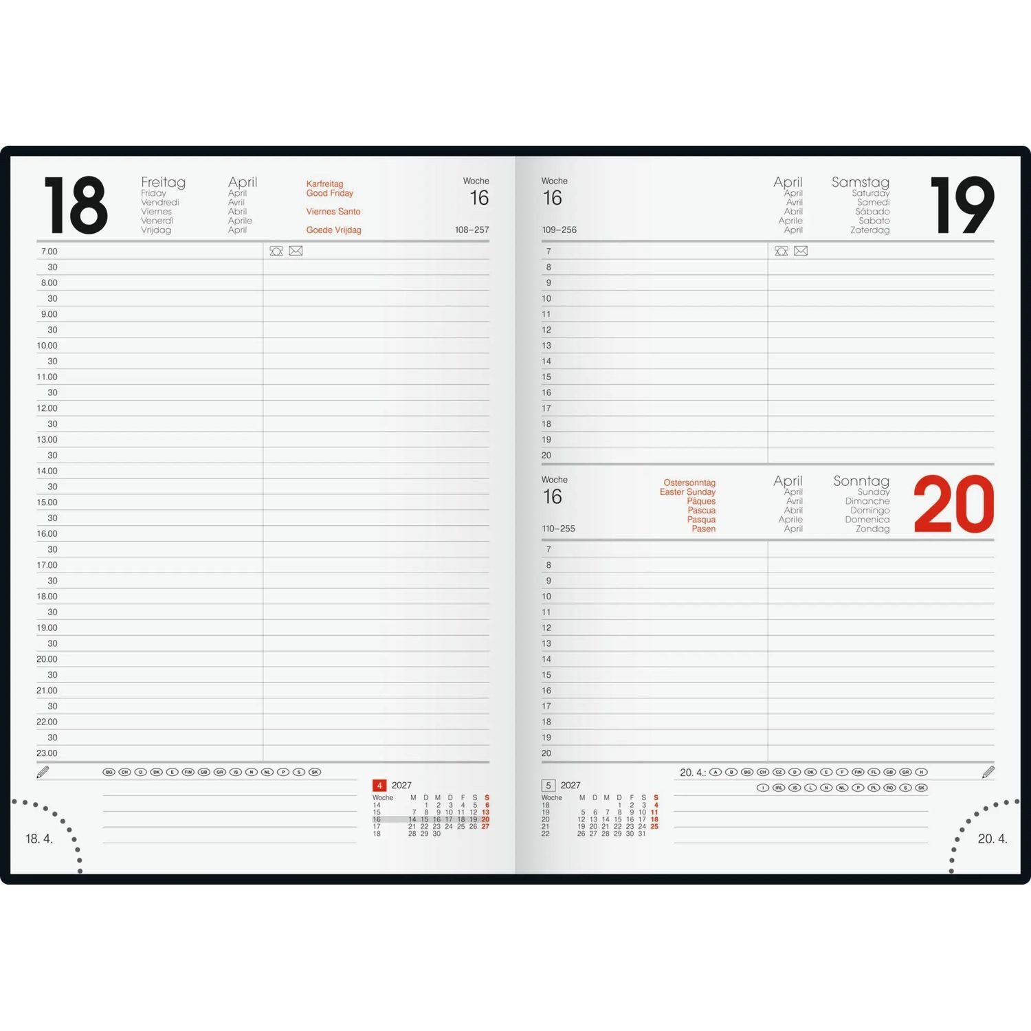 Baier & Schneider Taschenkalender BRUNNEN 1079512017 Buchkalender Mod. 795 2027 "Redblue" A5, Papier