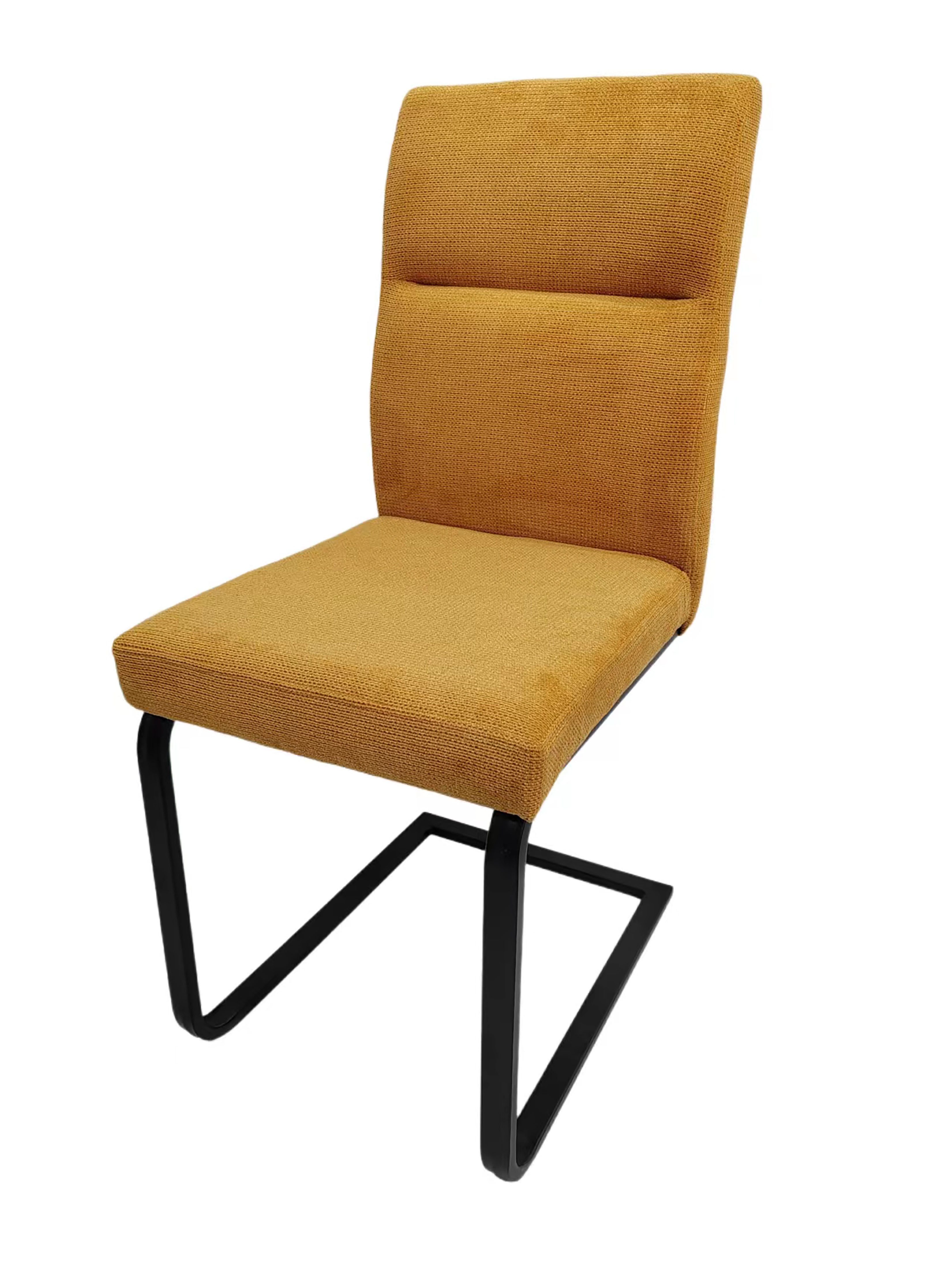 YOZI Freischwinger Freischwinger Esszimmer- Polsterstuhl Polyester Metall gelb (Packung, 4 St) – Bild 4 von 5