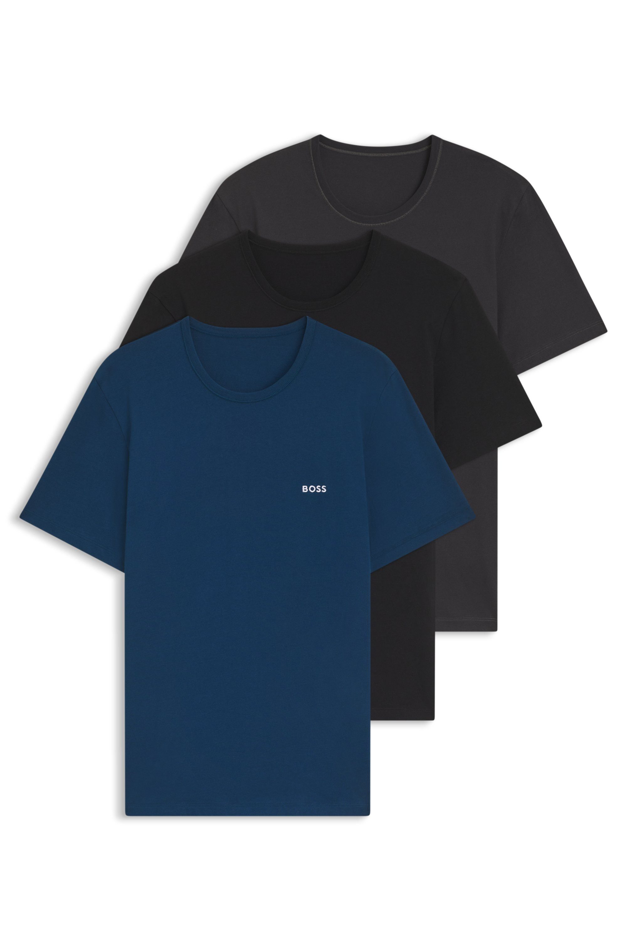 BOSS T-Shirt TShirtRN 3P Classic (Packung, 3-tlg) mit BOSS Stickerei