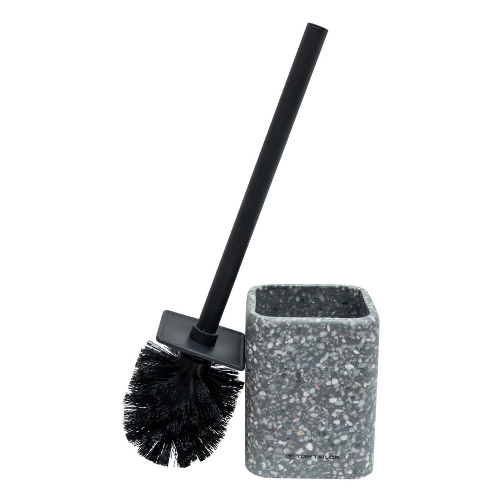 WENKO WC-Garnitur WC-Garnitur Terrazzo Toilettenbürste Bürstenhalter, Grau Weiß Meliert