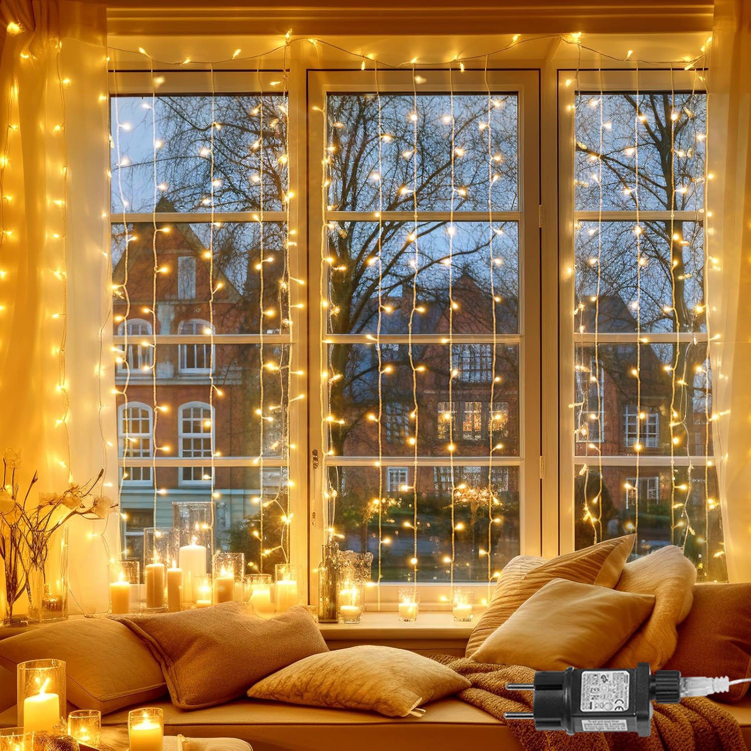 LMaxhome LED-Lichtervorhang 3Mx3M Fenster Weihnachtsfeier Innen günstig online kaufen
