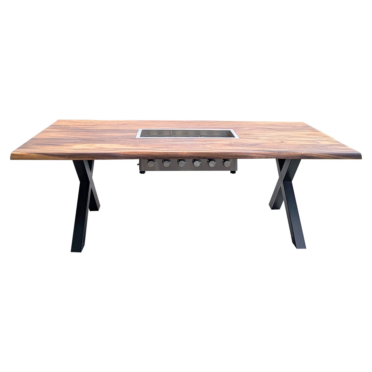 Gartentisch Grilltisch mit 6 Brennern & Massivholzplatte