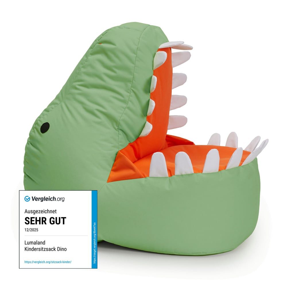 Lumaland Sitzsack Kinder Dino Kissen 90x90x70 cm (1 St), Sitzkissen, Kinderzimmer, pflegeleicht, Zauberversteck