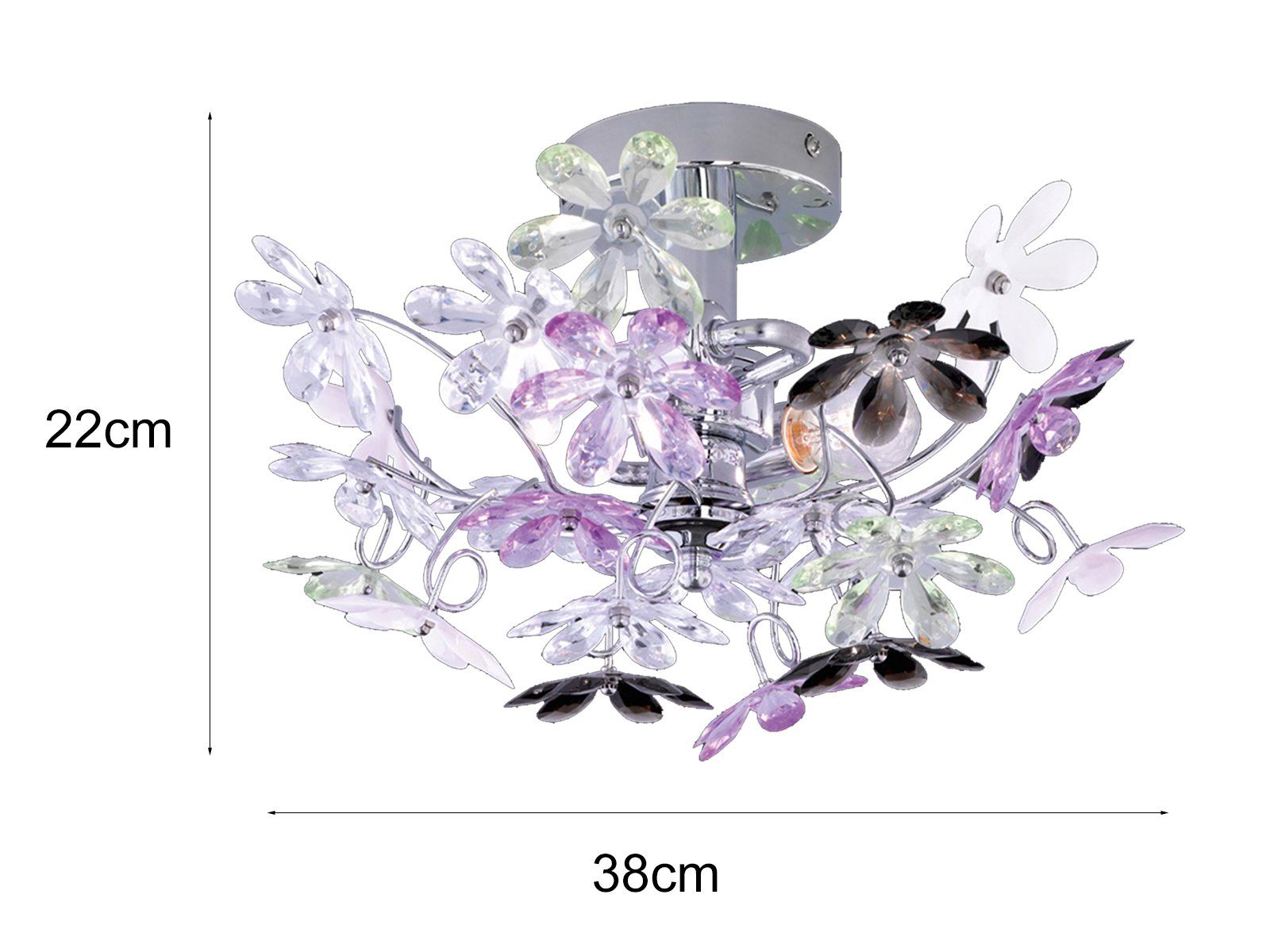 Reality Leuchten LED Deckenleuchte mit bunten Blüten Ø 38cm, Dimmfunktion, LED wechselbar, Warmweiß, ausgefallene Designer-Lampe für die Decke, dimmbar über Licht-Schalter