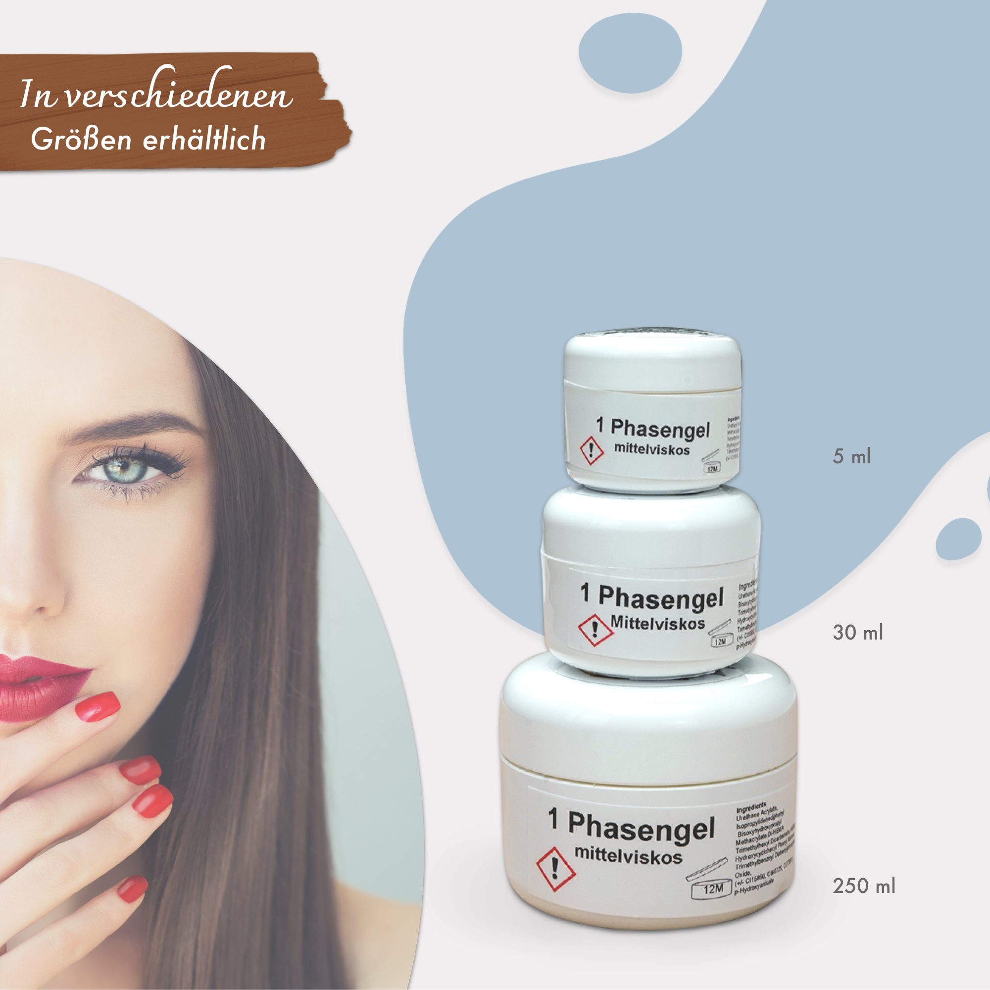 GS-Nails UV-Gel 1-Phasen Gel Mittelviskos 5ml, 3 in 1 Gel für alle Schichten