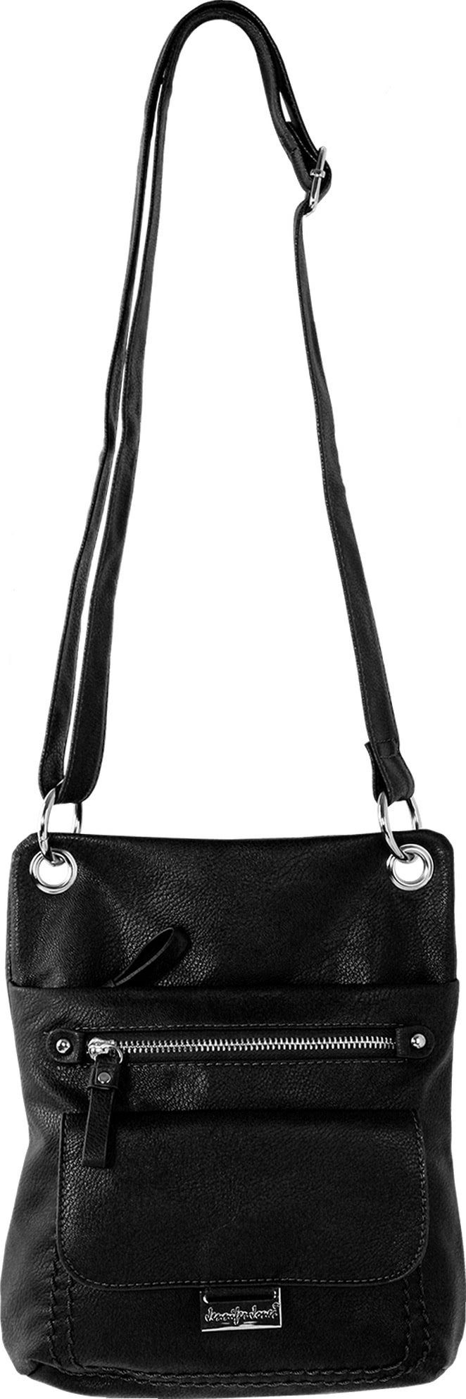 Jennifer Jones Schultertasche Jennifer Jones Damen Schultertasche (Schultertasche), Damen Schultertasche Kunstleder, schwarz ca. 21cm x ca. 27cm