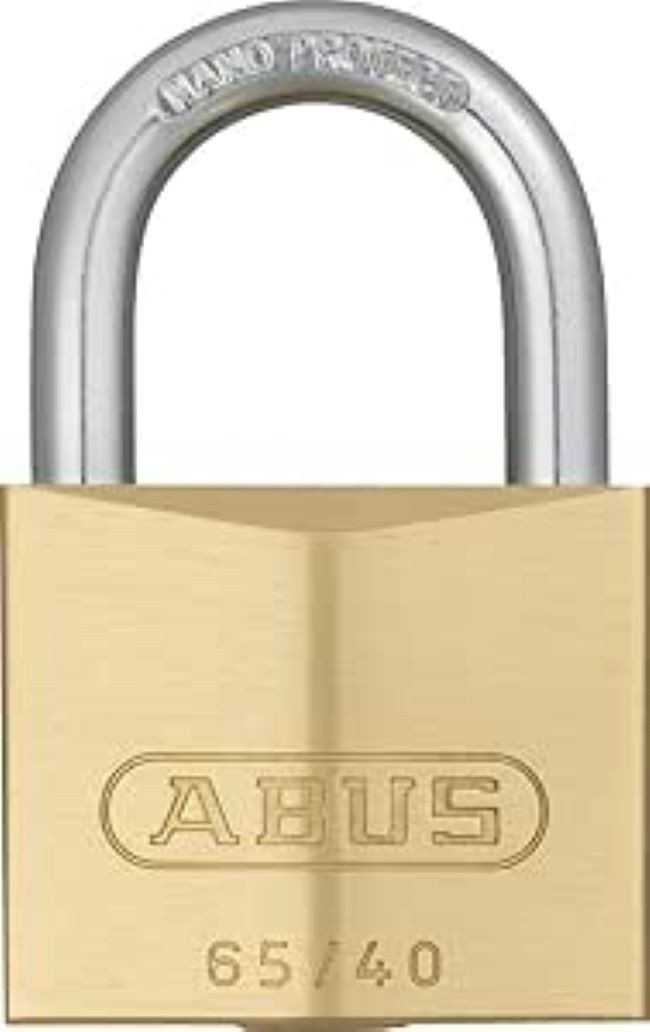 ABUS Vorhängeschloss Vorhängeschloss 65/40 Messing, gl.-6401, Kellerschloss, Spindschloss, Schloss für draußen & drinnen, guter Rostschutz, gehärteter Stahlbügel
