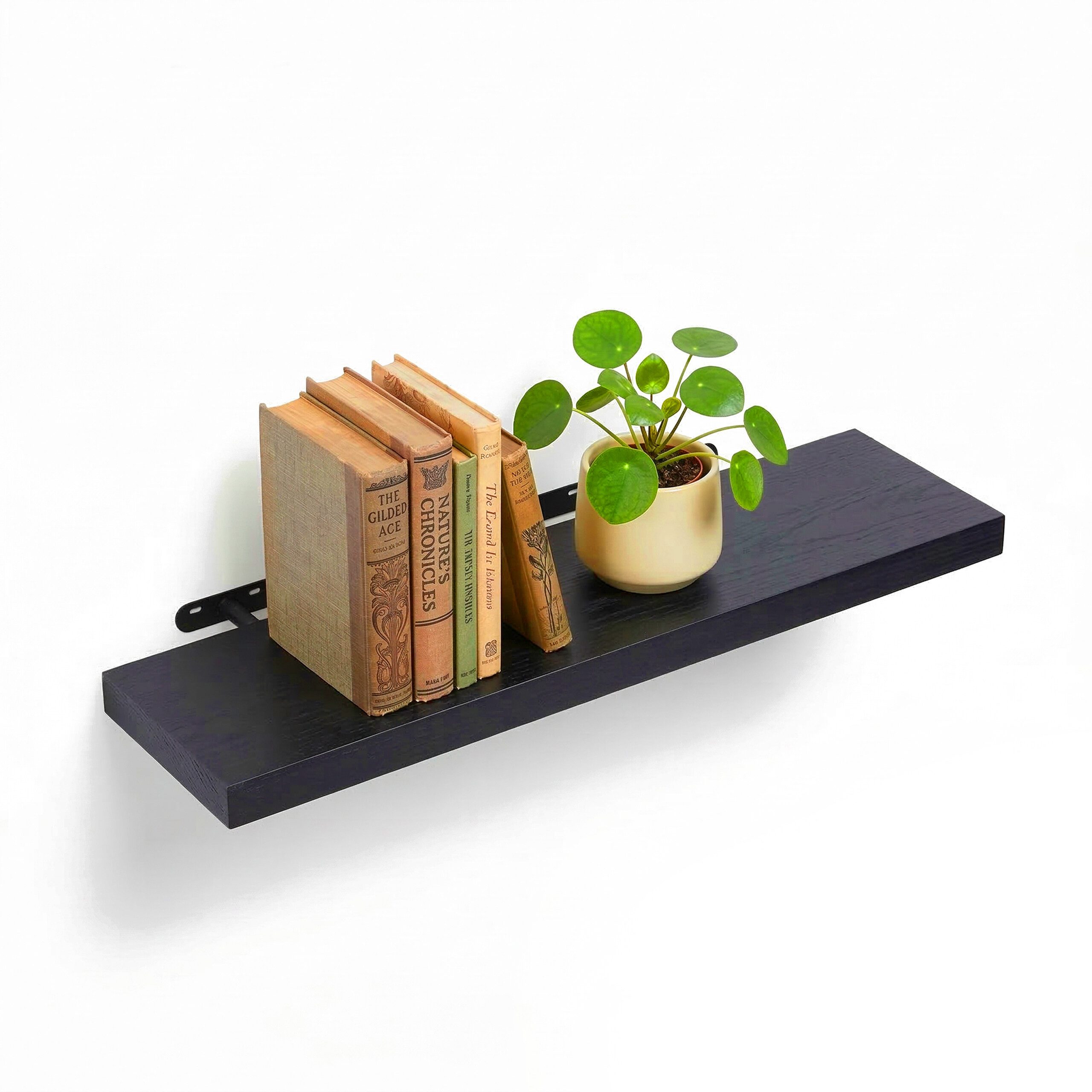 relaxdays Wandregal mit Metallhalterung, 1-tlg., schwarz, 80 cm