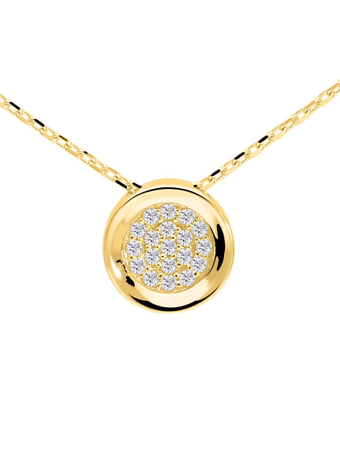 My Gold Kette mit Anhänger Damen Halskette Gold 375 (9 Karat) mit Zirkonia - Kerstin (Set, 1-tlg., inkl. Schmuckbox), Geschenke