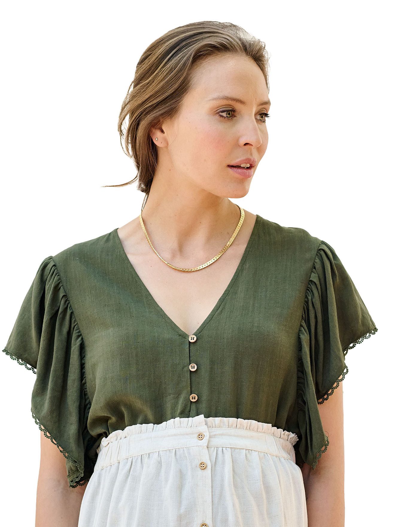 Umstandsbluse Bluse mit Leinen für Schwangerschaft und Stillzeit