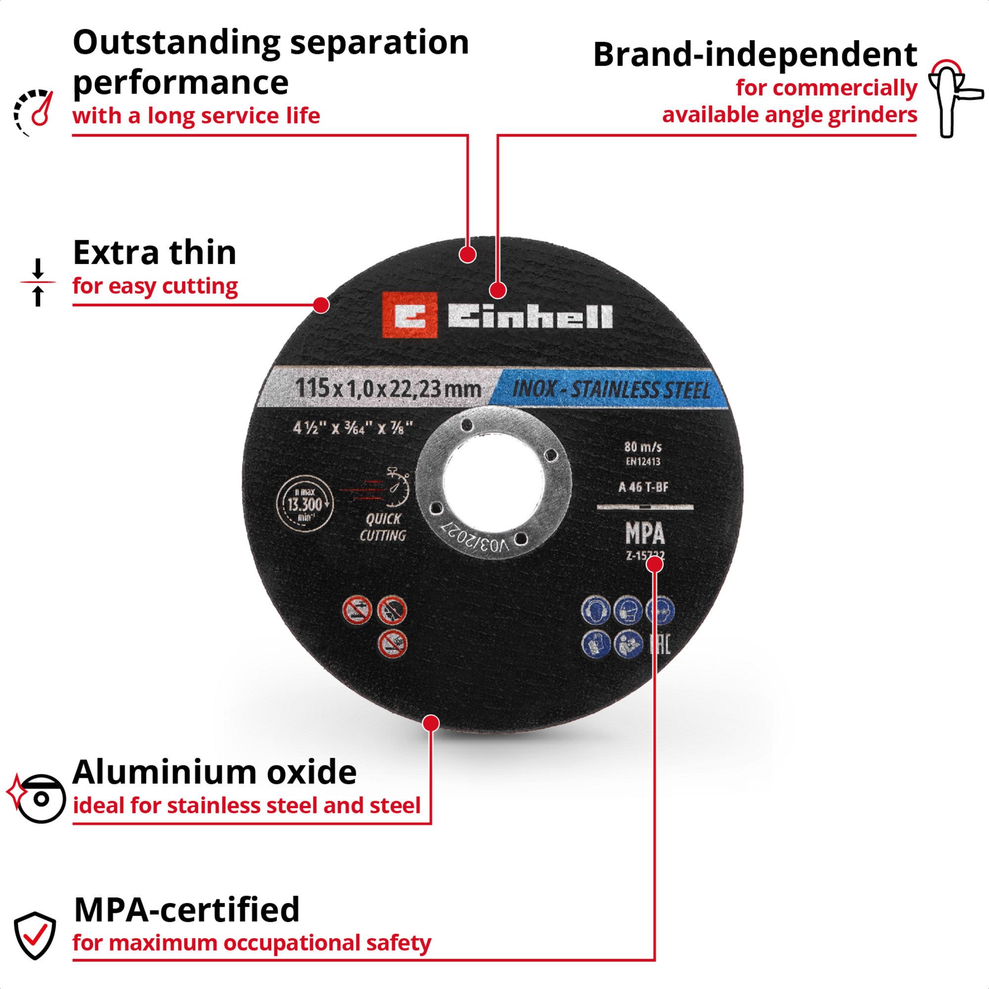 Einhell Sägeblatt EINHELL Trennscheibe dünn, Ø 115 x 1,0mm, 10