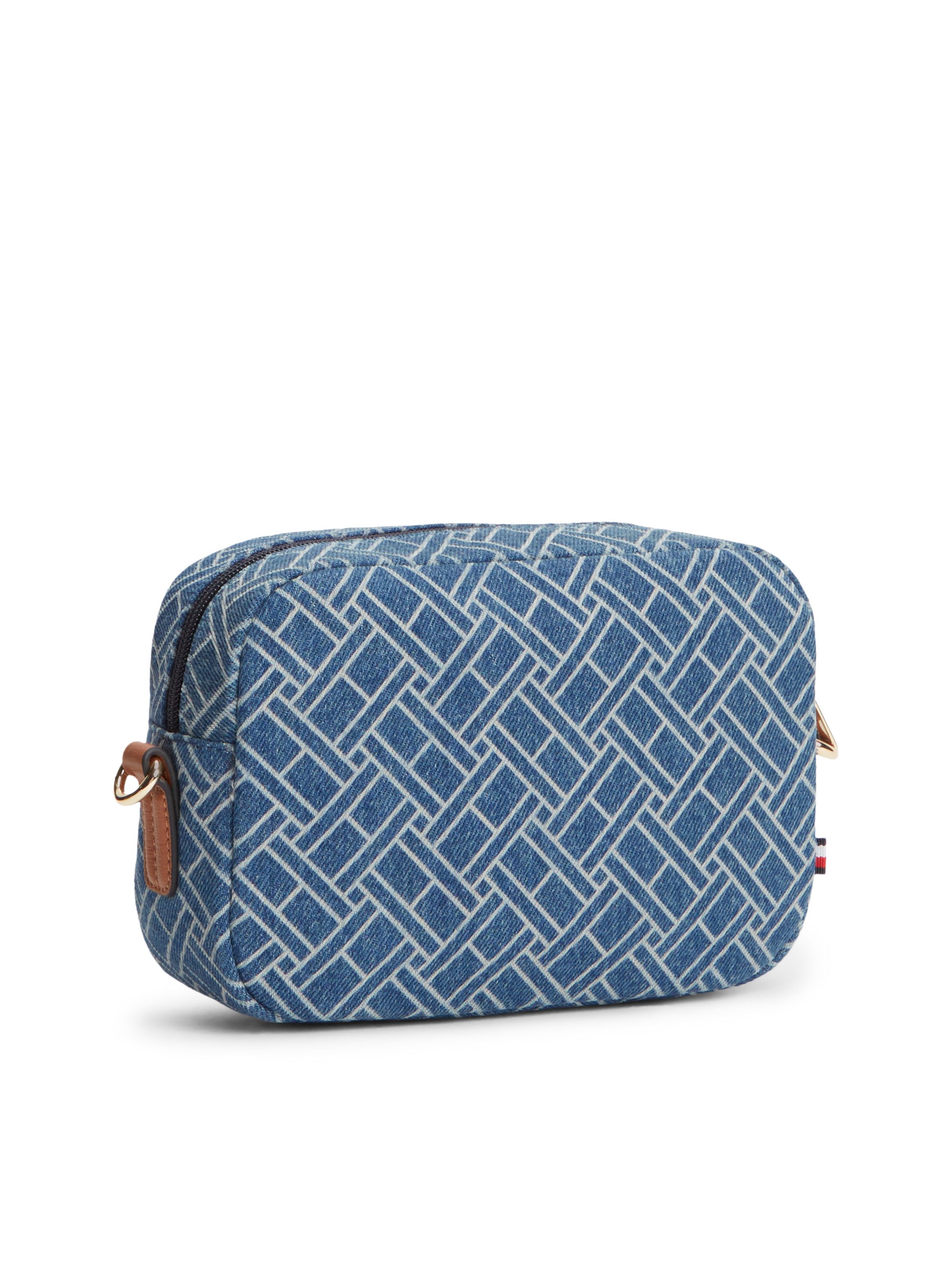 Tommy Hilfiger Mini Bag POPETTE CAMERA BAG DENIM FLAG, Unisex Schultertasche, Umhängetasche, Clutch mit Allover-Logomuster