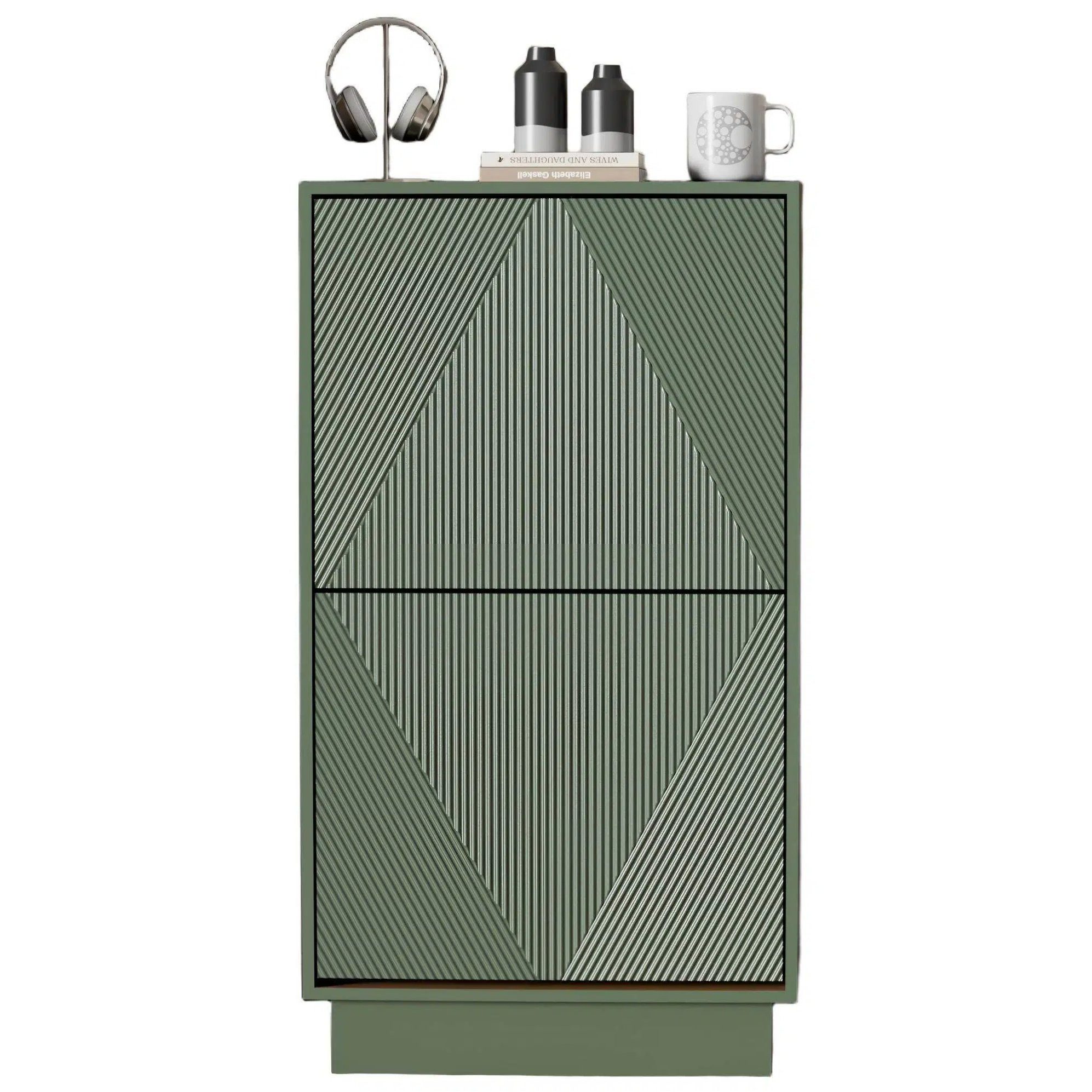 UEV Schuhschrank mit 2/3 Klappen schmal Schuhkommode mit Kippschutz Schuhregal (Packung, Schuhständeregal mit Drucktüröffner für Flur Eingang Platzsparend) Trennwände verstellbar und abnehmbar für verschiedene Schuhtypen