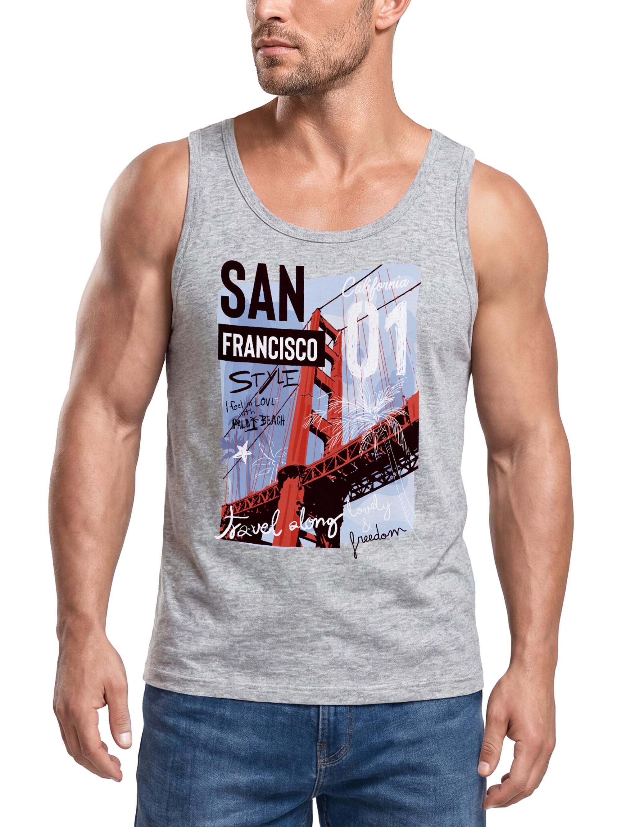 Neverless Tanktop Herren Tank-Top Foto Print San Francisco Golden Gate Bridge Sommer mit Print